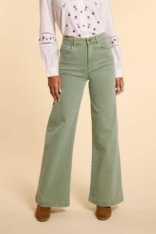 Jean flare taille haute - Vert clair