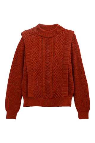 Pull trompe-l’œil en laine - Rouge brique
