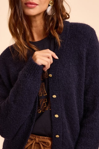 Gilet en mohair et laine - Bleu foncé