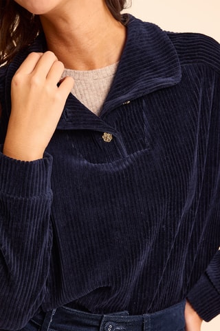 Sweat en velours - Bleu marine