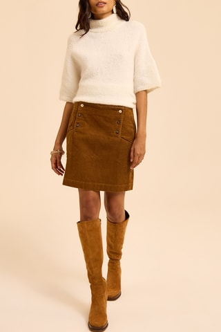 Jupe droite en velours - Camel