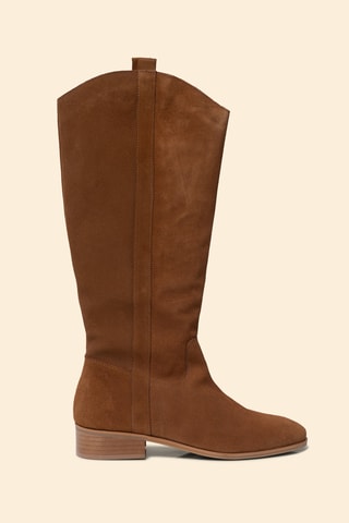 Bottes en cuir de veau nubuck - Camel