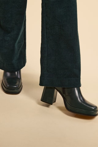 Bottines en cuir - Vert-gris