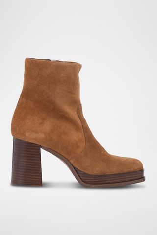 Bottines en cuir de veau nubuck - Camel