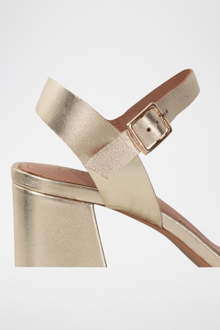 Sandales à talons en cuir - Doré