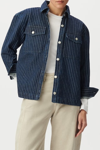 Surchemise en jean - Blanc et bleu marine