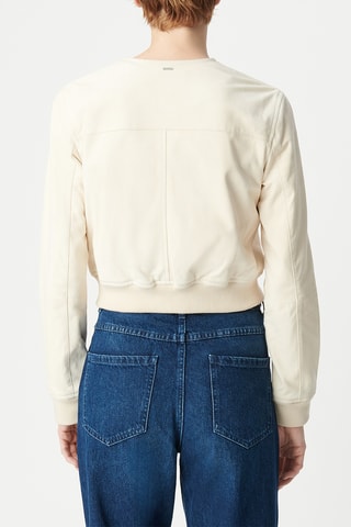 Bomber court en cuir de chèvre - Beige clair