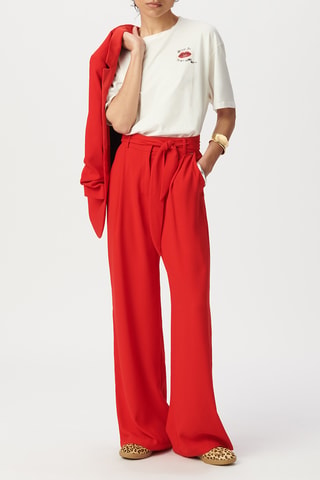 Pantalon large taille haute - Rouge