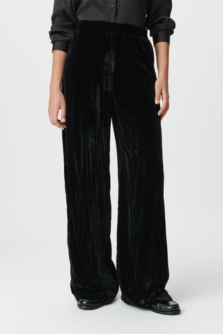 Pantalon large en velours - Noir