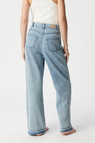 Jean large taille haute en coton biologique - Ciel