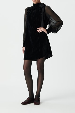 Robe trapèze en velours - Noir