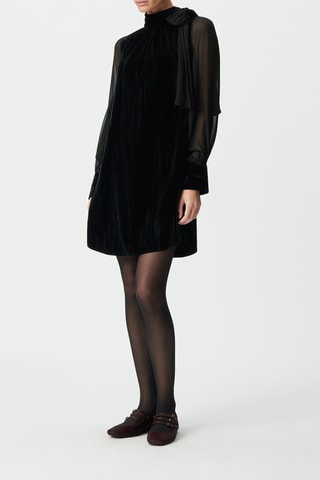 Robe trapèze en velours - Noir