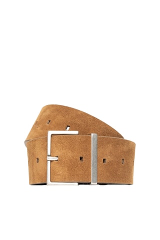 Ceinture en cuir de veau nubuck - Beige