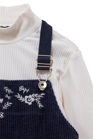 Robe et t-shirt en velours - Bleu marine et blanc