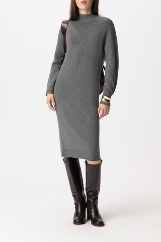Robe pull en laine - Gris chiné