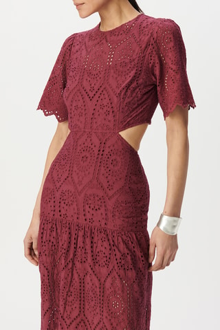 Robe longue en broderie anglaise - Bordeaux