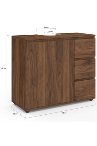 Mueble de lavabo simple de 1 puerta Tom - 60 x 70 x 30 cm