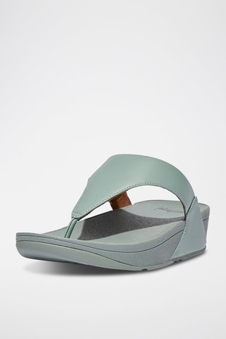 Chanclas de piel de cuña Lulu Leather - Verde