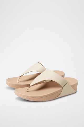 Chanclas de piel de cuña Lulu Leather - Beige