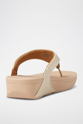 Chanclas de piel de cuña Lulu Leather - Beige