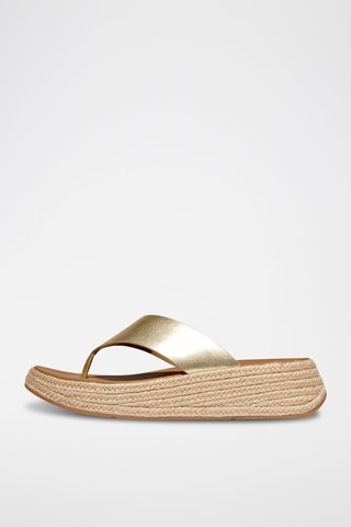 Chanclas de piel con plataforma Microwobbleboard - Beige