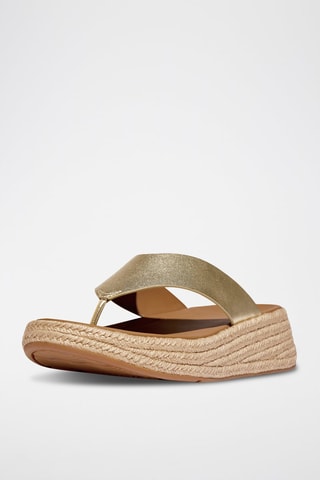 Chanclas de piel con plataforma Microwobbleboard - Beige