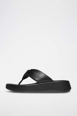 Chanclas de piel con plataforma  - Negro