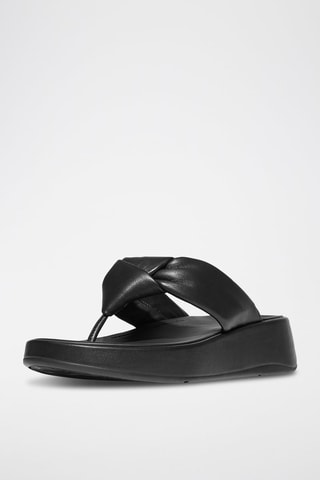 Chanclas de piel con plataforma  - Negro
