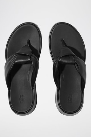 Chanclas de piel con plataforma  - Negro