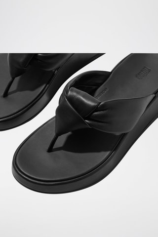 Chanclas de piel con plataforma  - Negro