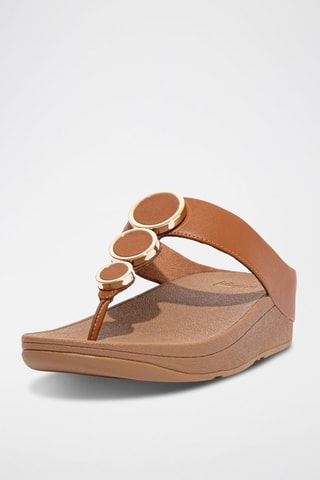 Chanclas de piel de cuña - Camel