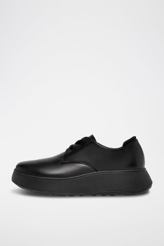 Derbies de piel con plataforma F-Mode - Negro