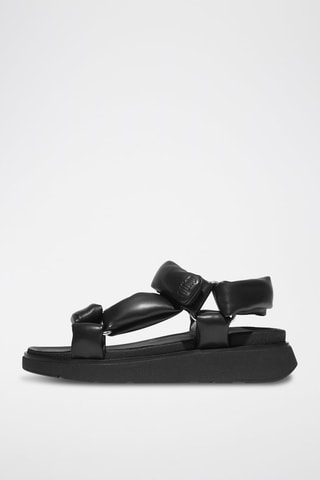 Sandalias de piel de cuña Microwobbleboard - Negro