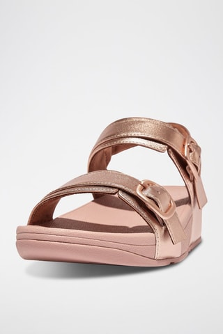 Sandalias de piel de cuña Microwobbleboard - Rosa dorado