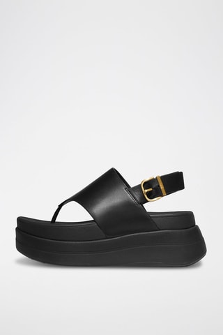 Sandalias de piel con plataforma Microwobbleboard - Negro