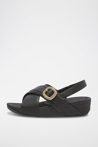 Sandalias de piel de cuña Microwobbleboard - Negro