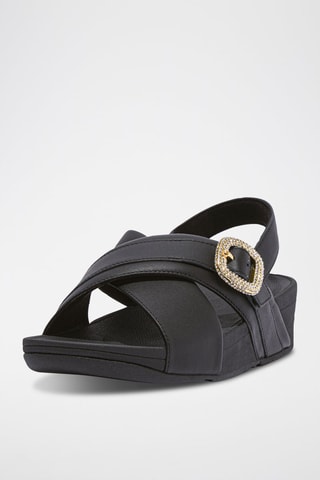 Sandalias de piel de cuña Microwobbleboard - Negro