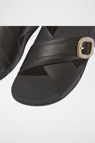 Sandalias de piel de cuña Microwobbleboard - Negro