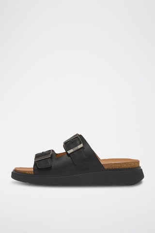 Sandalias de piel de cuña Microwobbleboard - Negro