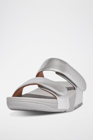 Sandalias de piel Lulu adjustable leather slides - Plateado
