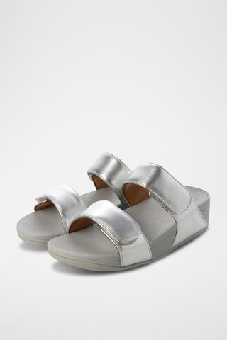Sandalias de piel Lulu adjustable leather slides - Plateado