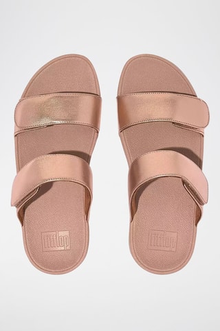 Sandalias de piel Lulu adjustable leather slides - Rosa metalizado