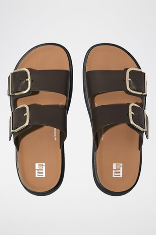 Sandalias de piel de cuña Microwobbleboard - Marrón oscuro