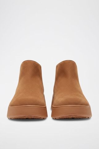 Botines de piel vuelta con plataforma F-Mode Suede Flatform - Beige