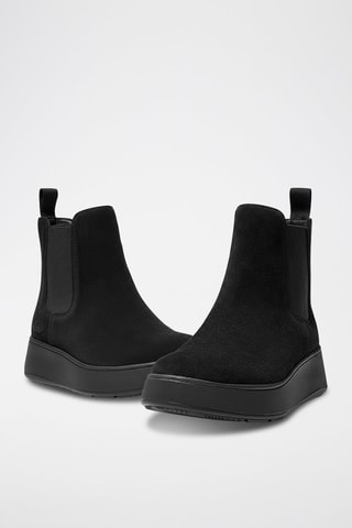 Botines Chelsea de piel vuelta con plataforma F-Mode Suede Flatform - Negro