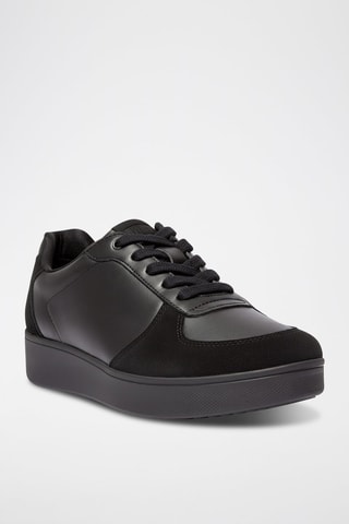Zapatillas de piel con plataforma Rally Leather/Suede Panel - Negro