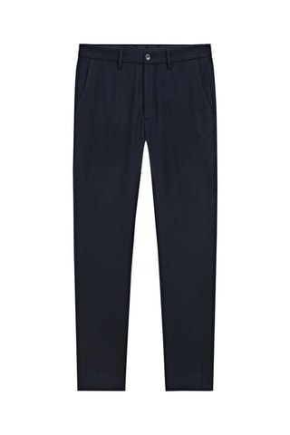Pantalon carotte en laine et cachemire - Bleu marine