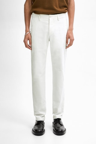 Chino slim en velours - Blanc cassé