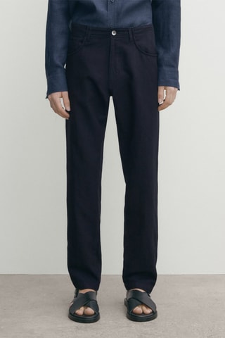 Jean relaxed en lin - Bleu marine
