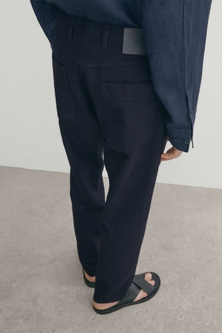 Jean relaxed en lin - Bleu marine